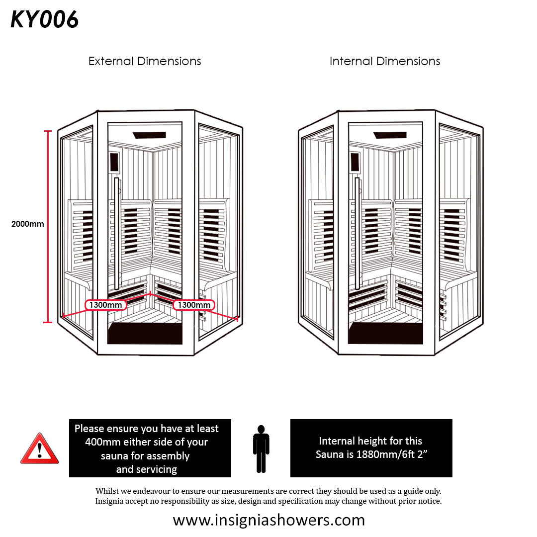 Insignia - KY006 - Infrared Sauna - 1300mm x 1300mm - Your Fitness Hub