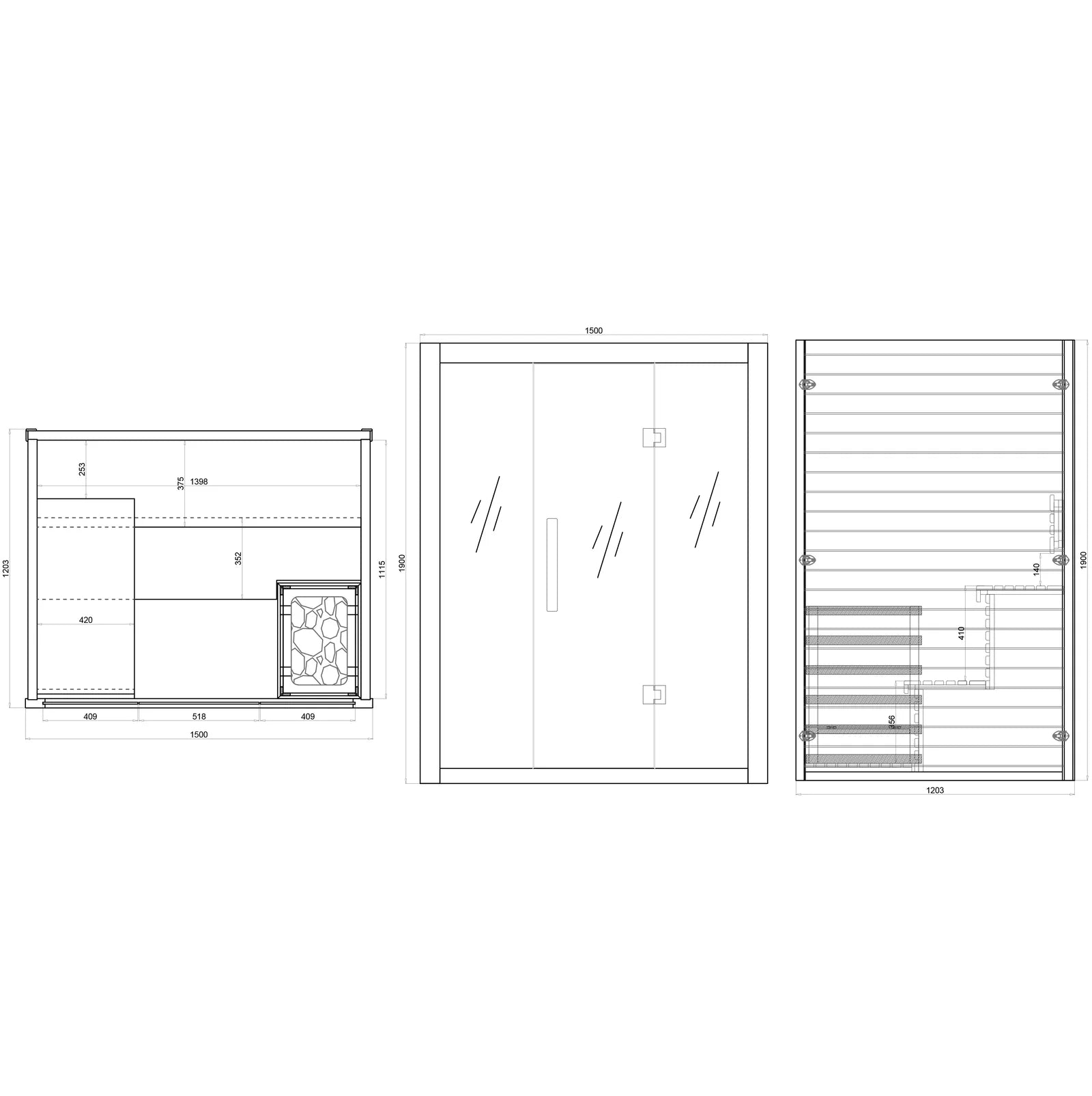 CenturaHeat - Luxury Steam Traditional Indoor Sauna with Glass Door - Your Fitness Hub