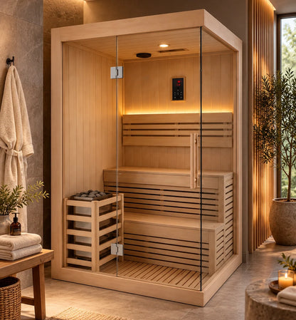 CenturaHeat - 2 Person Canadian Hemlock Indoor Sauna with 2.3kW Harvia Heater SKU: