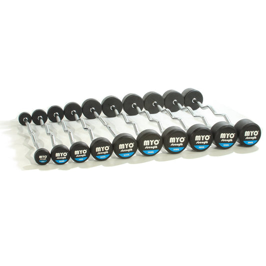 MYO Strength Rubber Solid End EZ Bar Barbells with PU End Caps