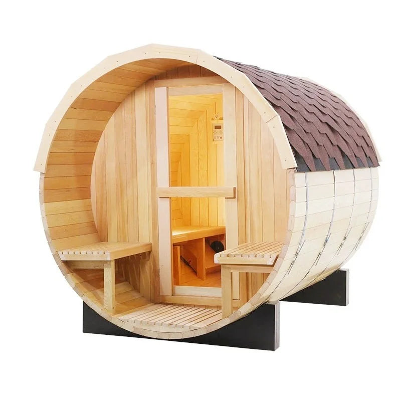 CenturaHeat - 4-6 Person Outdoor Wood Barrel Sauna - HS-BS002A