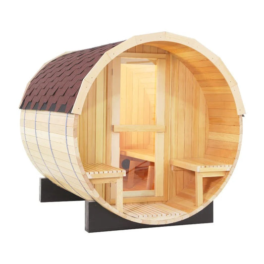 CenturaHeat - 4-6 Person Outdoor Wood Barrel Sauna - HS-BS002A