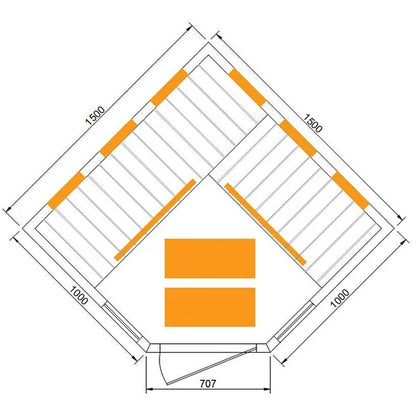 CenturaHeat - 4-5 Person Diamond Corner Sauna - 3500W