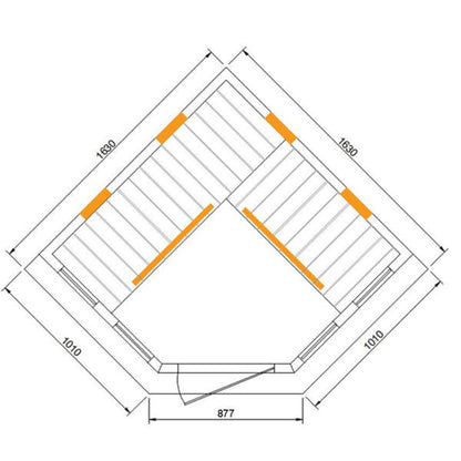 CenturaHeat 4-5 Person Diamond Infrared Corner Indoor Sauna - Your Fitness Hub