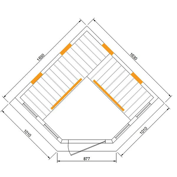 CenturaHeat - 4-5 Person Diamond Corner Sauna - 3000W