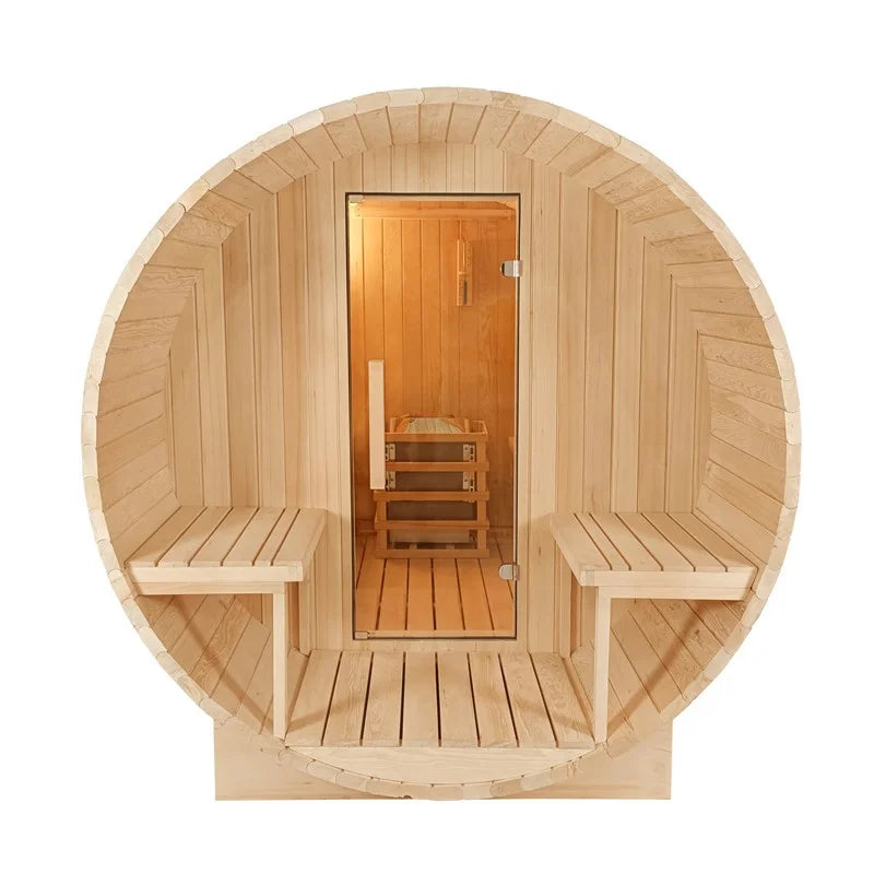 CenturaHeat - 4-6 Person Outdoor Hemlock Wood Barrel Sauna