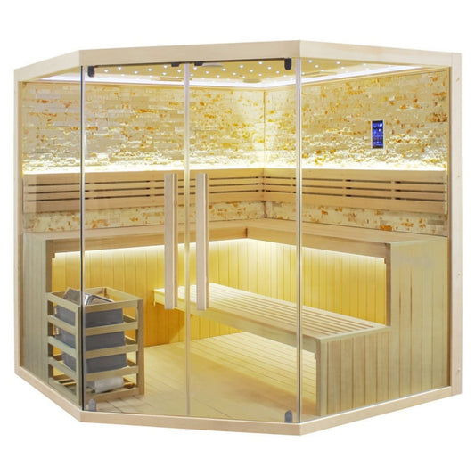 CenturaHeat 6-8 Person Traditional Steam Corner Indoor Sauna - Your Fitness Hub