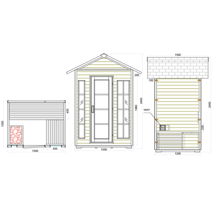 CenturaHeat 3 Person Outdoor Steam Sauna - Your Fitness Hub