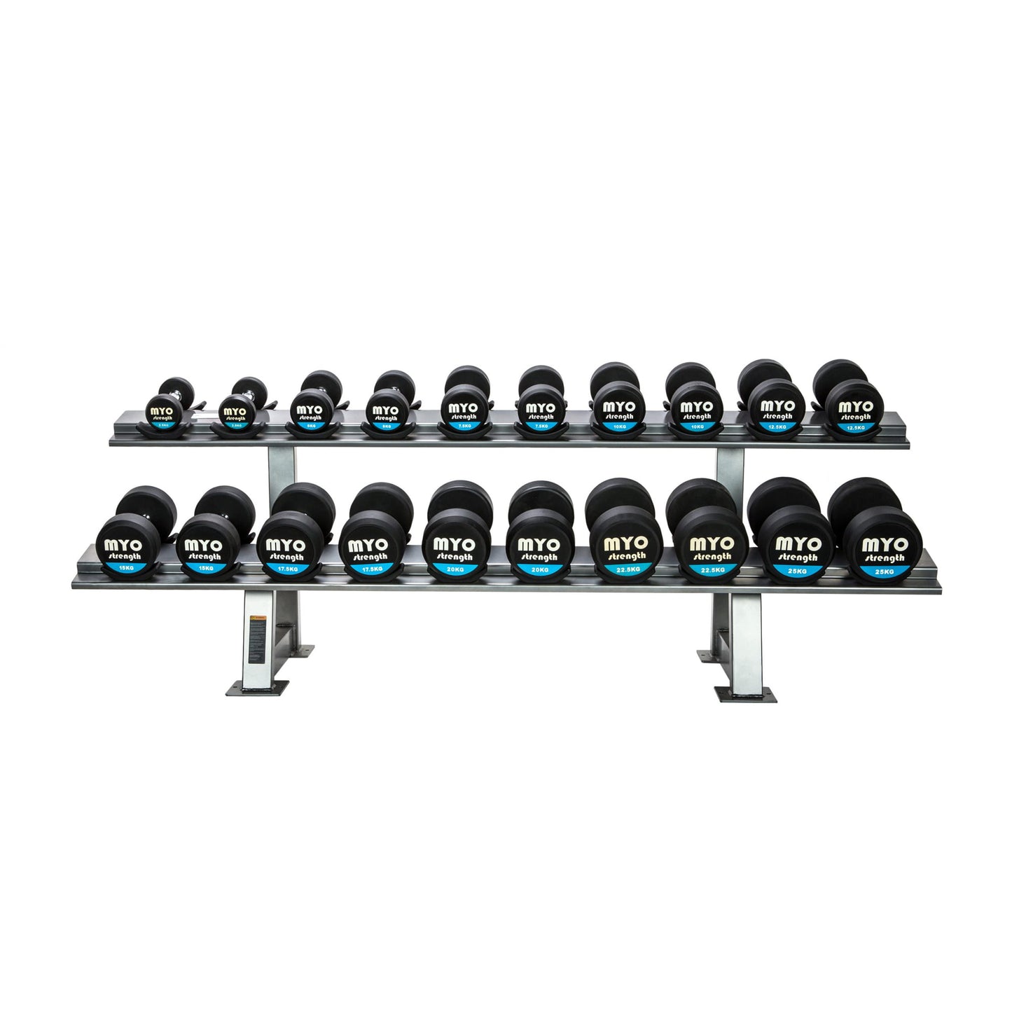 MYO Strength Rubber Dumbbell Sets with PU End Caps (2.5kg Increments)