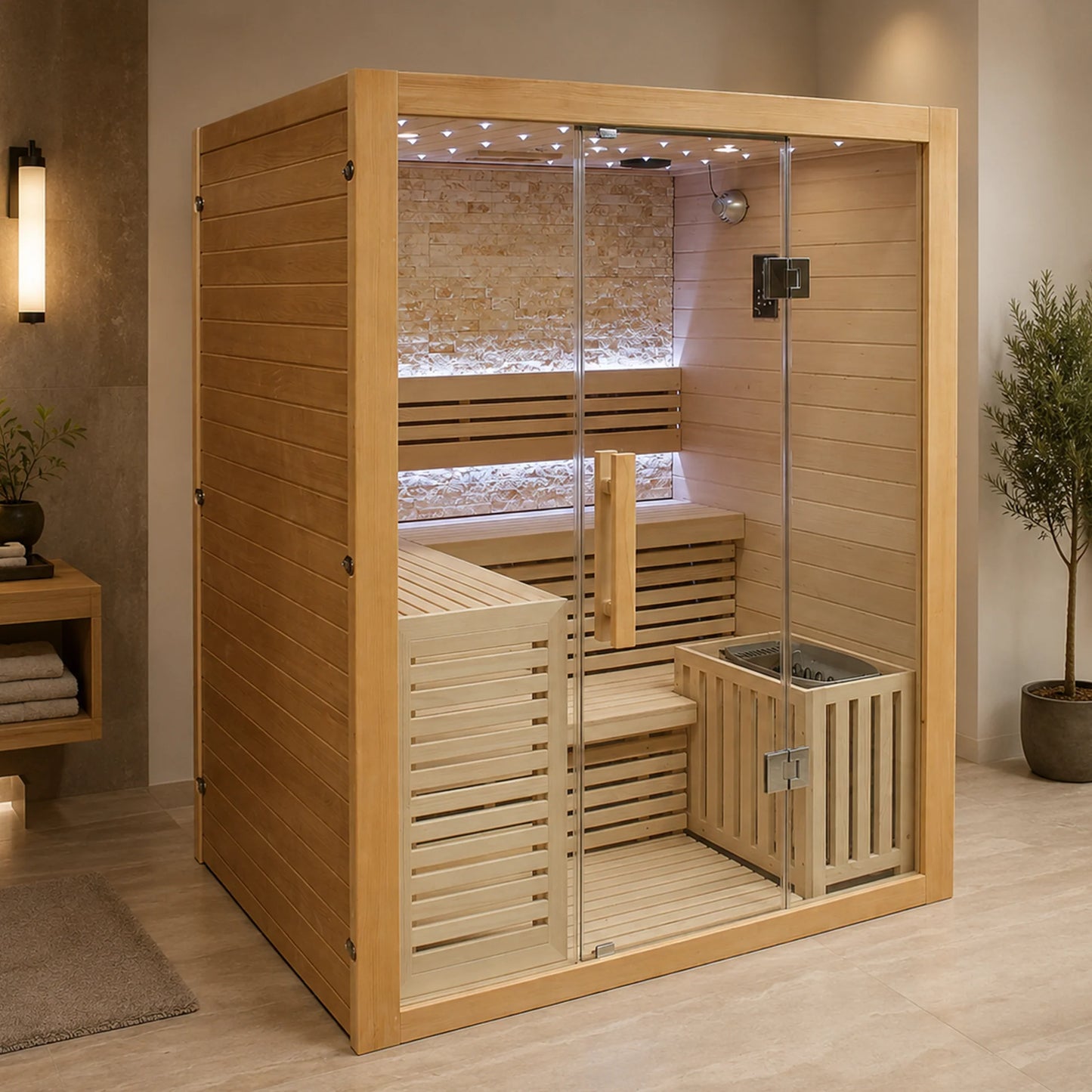CenturaHeat - Luxury Steam Traditional Indoor Sauna with Glass Door