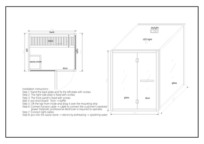 CenturaHeat 2 Person Canadian Hemlock Indoor Sauna with Glass Side Wall and 3kW Harvia Heater - Your Fitness Hub