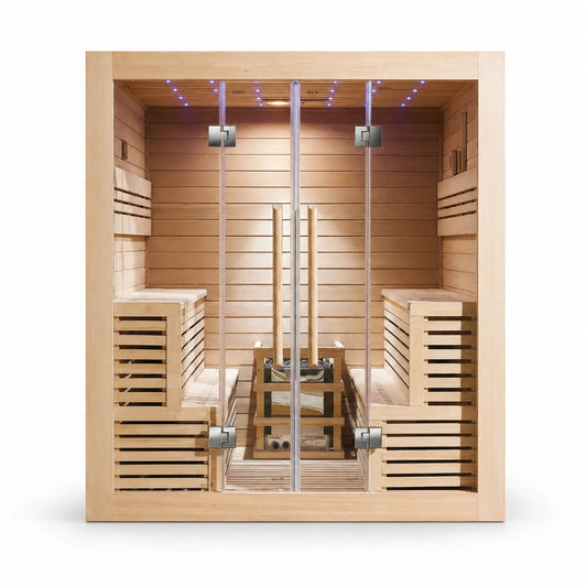 CenturaHeat - 4 Person Canadian Hemlock Indoor Sauna with 6kW Harvia Heater