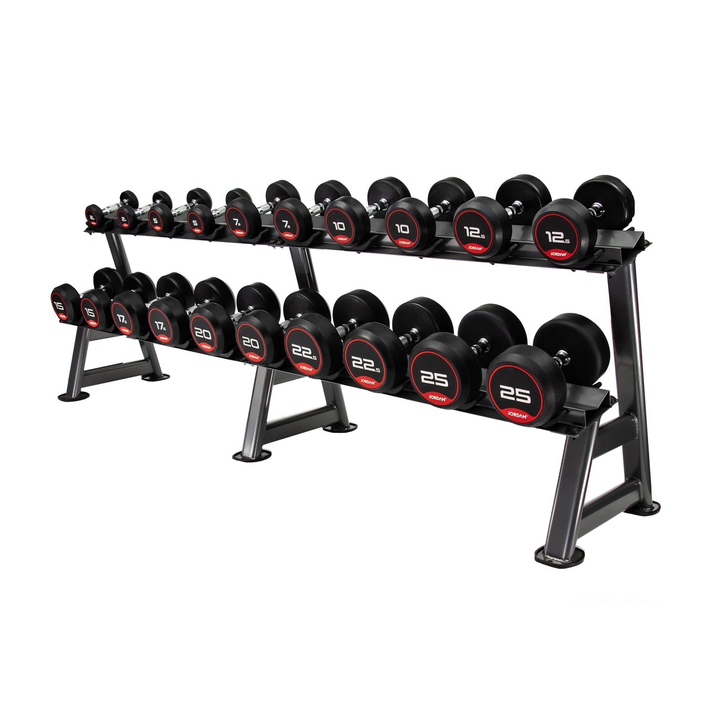 JORDAN 10 Pair Dumbbell Rack (2 tier) Grey