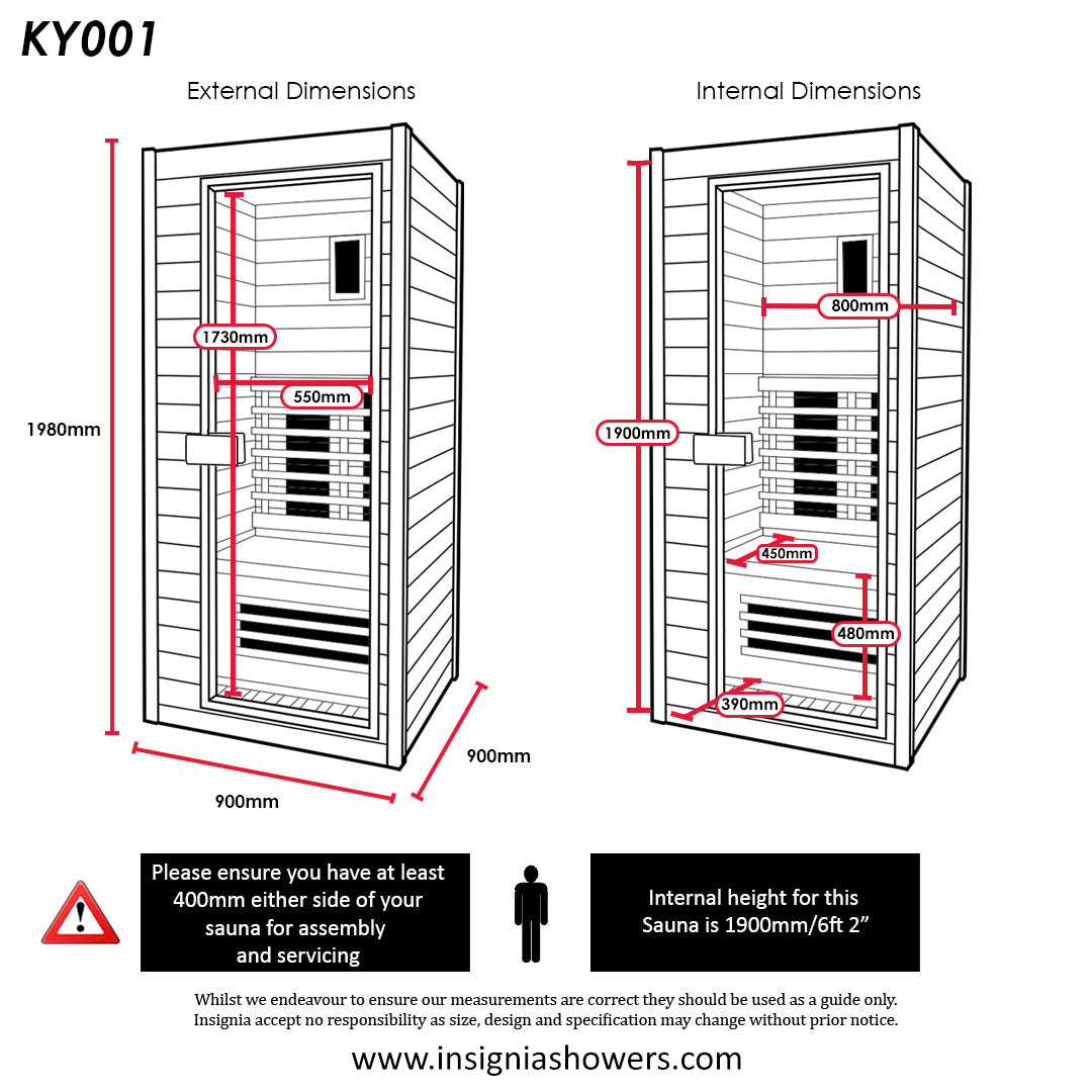 Insignia - KY001 - Infrared Sauna - 900mm x 900mm