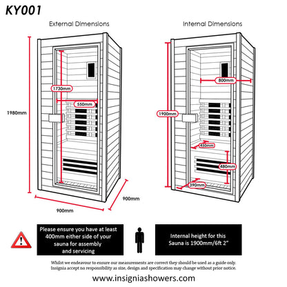 Insignia - KY001 - Infrared Sauna - 900mm x 900mm - Your Fitness Hub