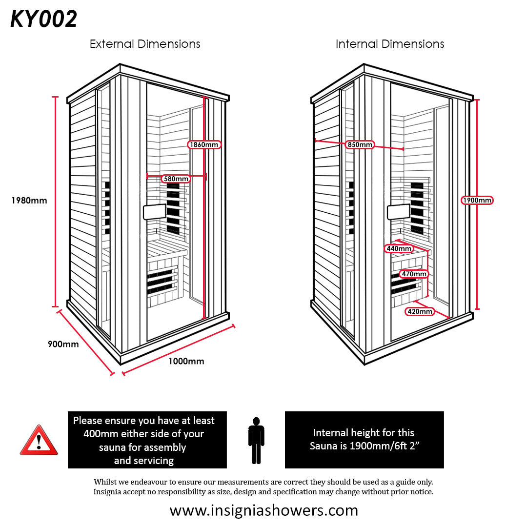 Insignia - KY002 - Infrared Sauna - 1000mm x 900mm