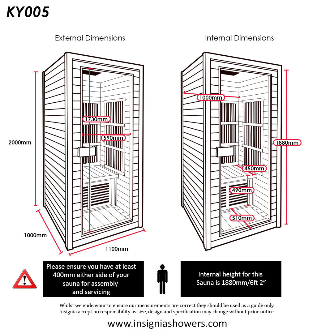 Insignia - KY005 - Infrared Sauna - 1100mm x 1000mm