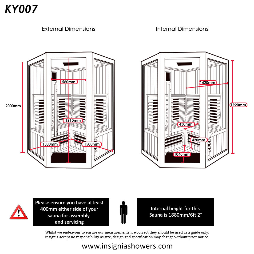 Insignia - KY007 - Infrared Sauna - 1500mm x 1500mm