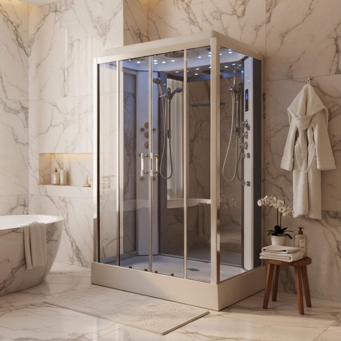 Insignia - Platinum Twin Shower Cabin 1400x900mm - Chrome Frame-Mirror - Your Fitness Hub