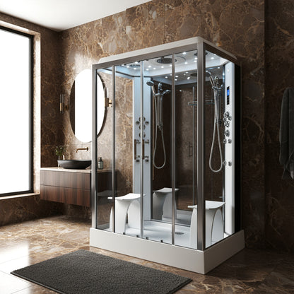 Insignia - Platinum Twin Steam Shower 1400x900mm - Chrome Frame-Mirror - Your Fitness Hub