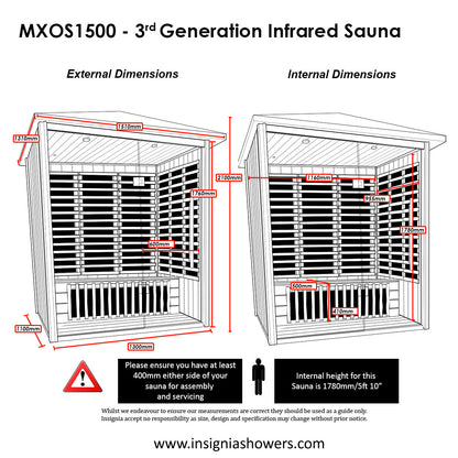 Insignia - MXOS1500 3rd Generation - Outdoor Sauna 1500mm x 1300mm