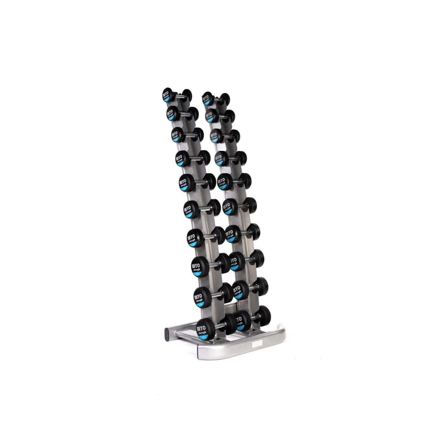 MYO Strength 1kg – 10kg Rubber Dumbbell Set with PU End Caps (1kg Increments)