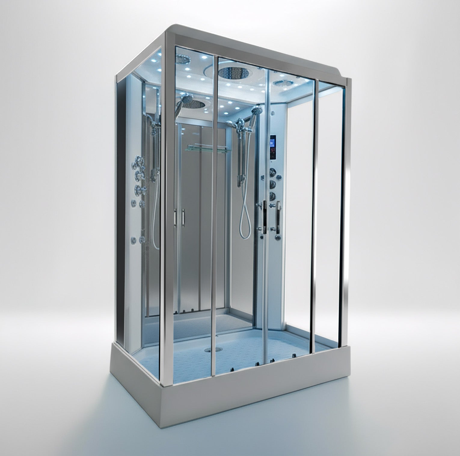 Insignia - Platinum Twin Shower Cabin 1400x900mm - Chrome Frame-Mirror - Your Fitness Hub