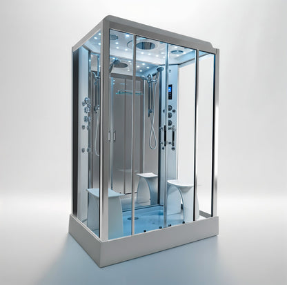 Insignia - Platinum Twin Steam Shower 1400x900mm - Chrome Frame-Mirror - Your Fitness Hub