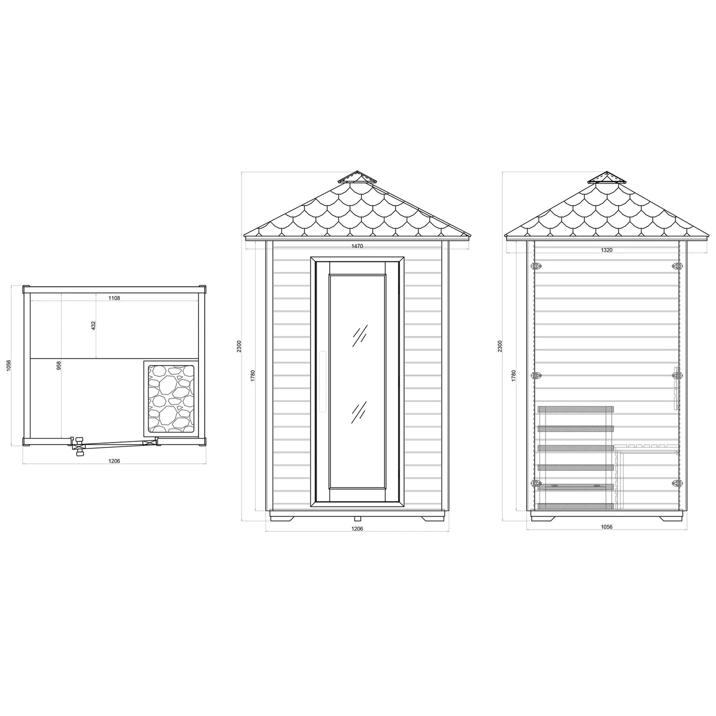 CenturaHeat - 2 Person Outdoor Sauna House - HS-D002