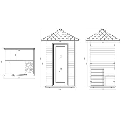 CenturaHeat - 2 Person Outdoor Sauna House - HS-D002