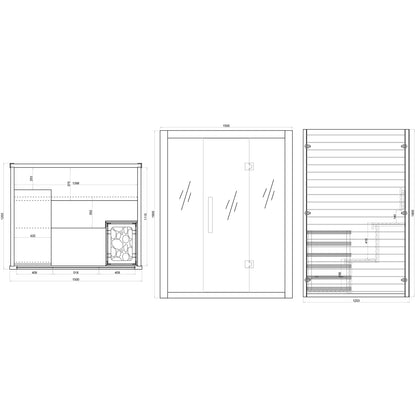 CenturaHeat - Luxury Steam Traditional Indoor Sauna with Glass Door