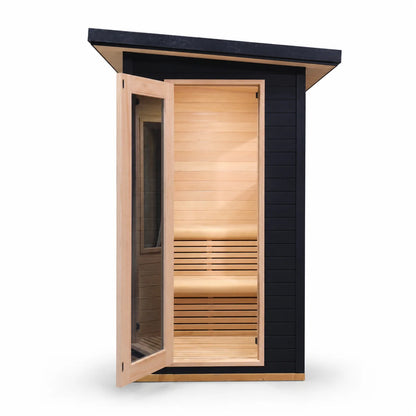 CenturaHeat - 2 Person Black-Finished Hemlock Outdoor Sauna with 6kW Harvia Heater