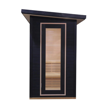 CenturaHeat - 2 Person Black-Finished Hemlock Outdoor Sauna with 6kW Harvia Heater