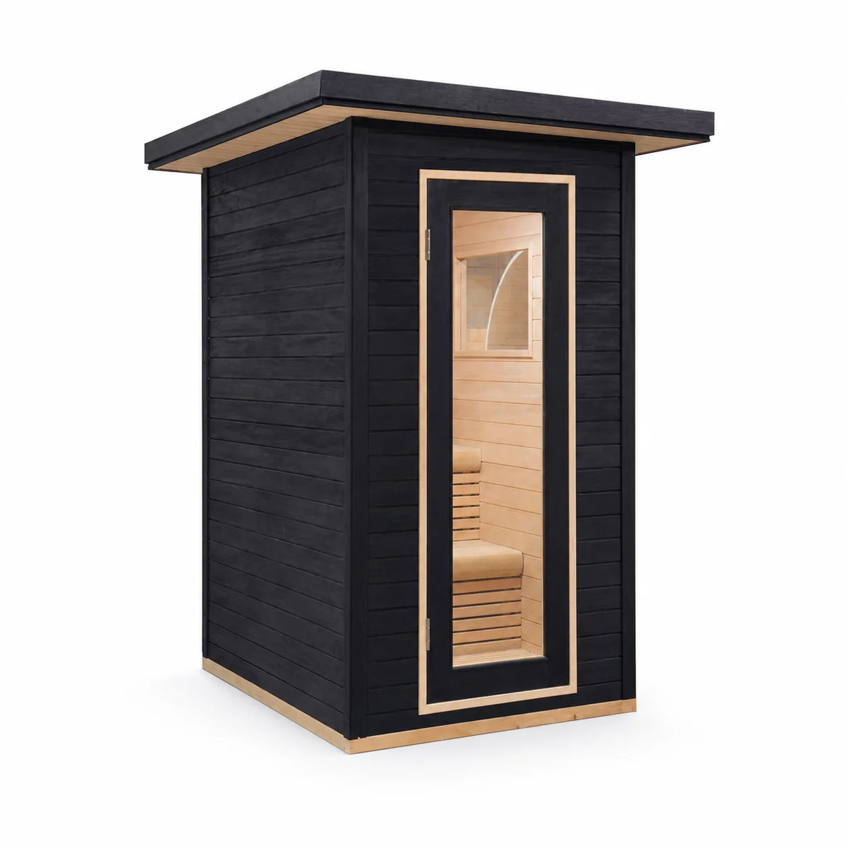 CenturaHeat - 2 Person Black-Finished Hemlock Outdoor Sauna with 6kW Harvia Heater
