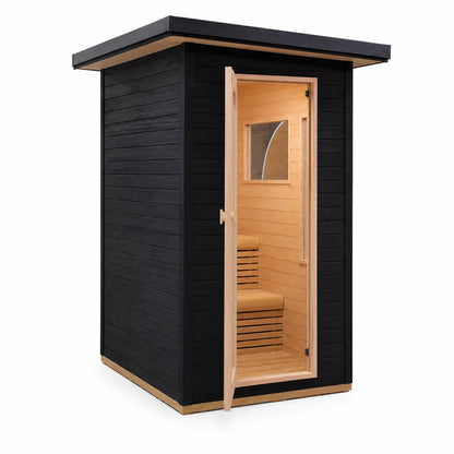 CenturaHeat - 2 Person Black-Finished Hemlock Outdoor Sauna with 6kW Harvia Heater