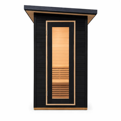 CenturaHeat - 2 Person Black-Finished Hemlock Outdoor Sauna with 6kW Harvia Heater
