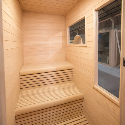 CenturaHeat - 2 Person Black-Finished Hemlock Outdoor Sauna with 6kW Harvia Heater