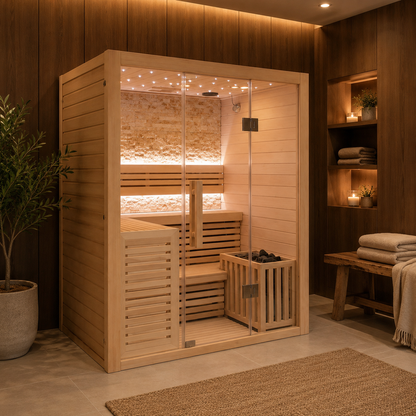 CenturaHeat Luxury Steam Traditional Indoor Sauna with Glass Door - Your Fitness Hub
