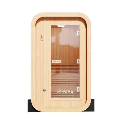 KOVE Compact Cube Sauna 1-2 Person Outdoor Sauna – Premium Spruce Wood, 4.5kW Harvia Heater, Modern Cube Design