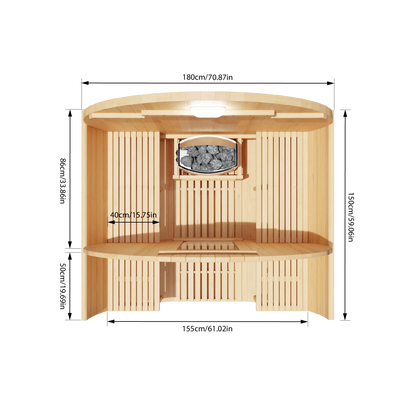 KOVE Outdoor Barrel Sauna – 1–2 Person Garden Sauna with 4.5kW Harvia Electric Heater
