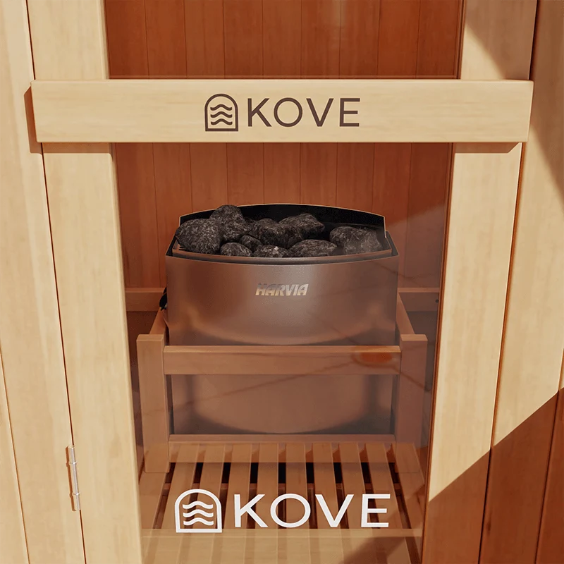 KOVE Outdoor Barrel Sauna – 1–2 Person Garden Sauna with 4.5kW Harvia Electric Heater