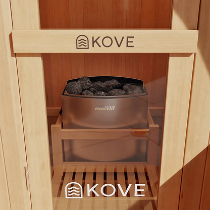 KOVE Outdoor Barrel Sauna – 1–2 Person Garden Sauna with 4.5kW Harvia Electric Heater