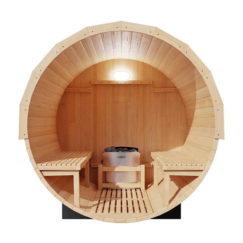 KOVE Outdoor Barrel Sauna – 1–2 Person Garden Sauna with 4.5kW Harvia Electric Heater
