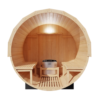 KOVE Outdoor Barrel Sauna – 1–2 Person Garden Sauna with 4.5kW Harvia Electric Heater