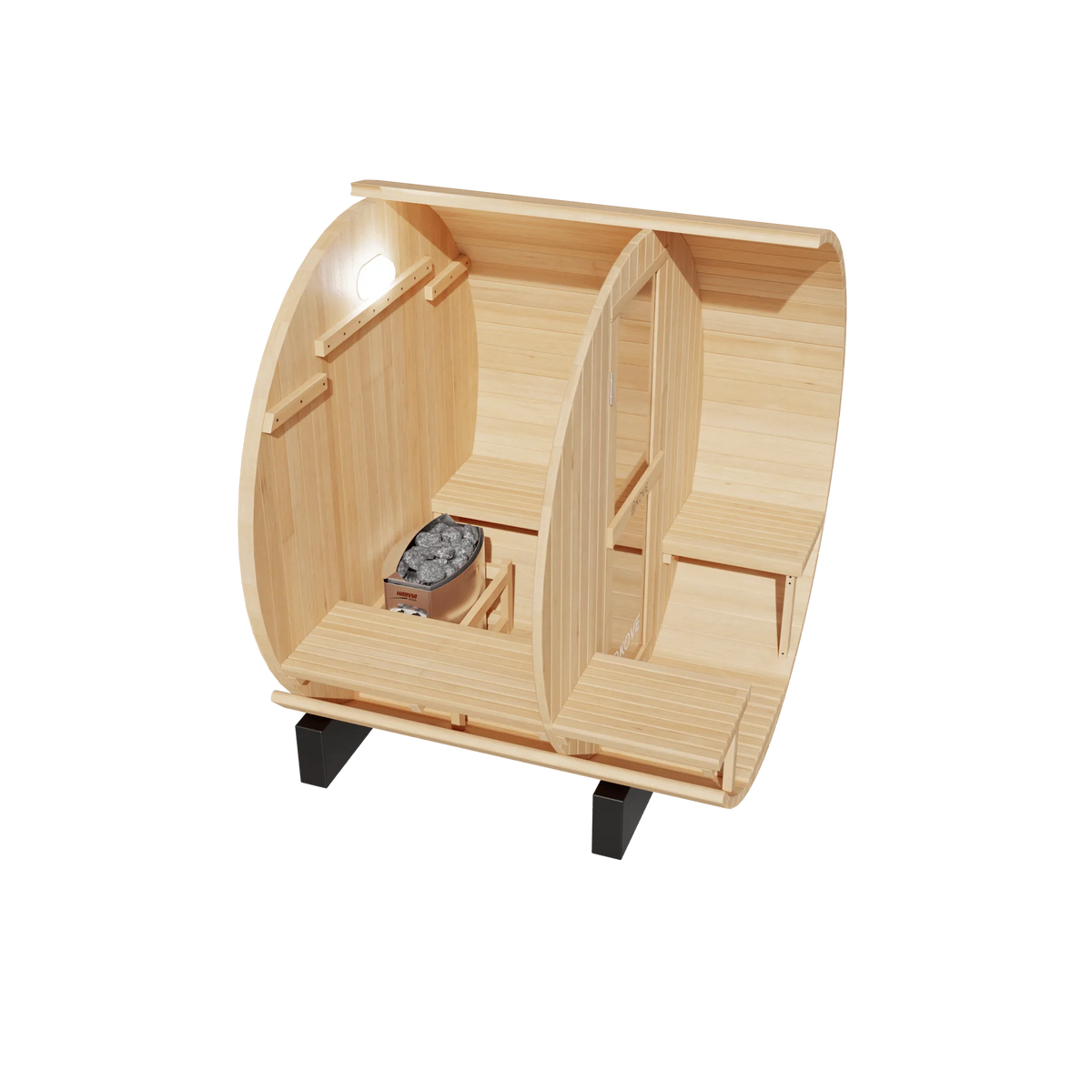 KOVE Outdoor Barrel Sauna – 1–2 Person Garden Sauna with 4.5kW Harvia Electric Heater