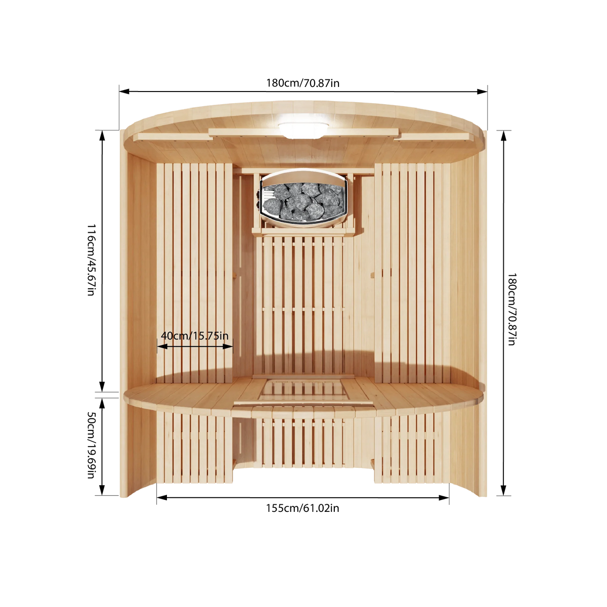 KOVE Outdoor Barrel Sauna – 3–4 Person Garden Sauna with 6kW Harvia Electric Heater