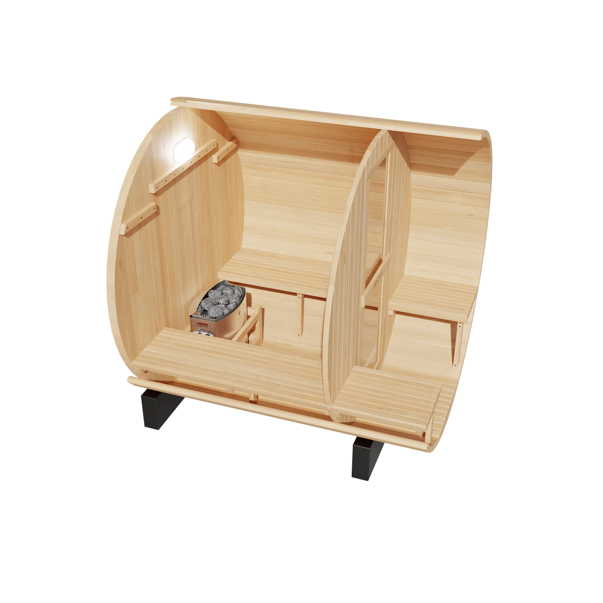 KOVE Outdoor Barrel Sauna – 3–4 Person Garden Sauna with 6kW Harvia Electric Heater