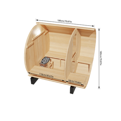 KOVE Outdoor Barrel Sauna – 3–4 Person Garden Sauna with 6kW Harvia Electric Heater