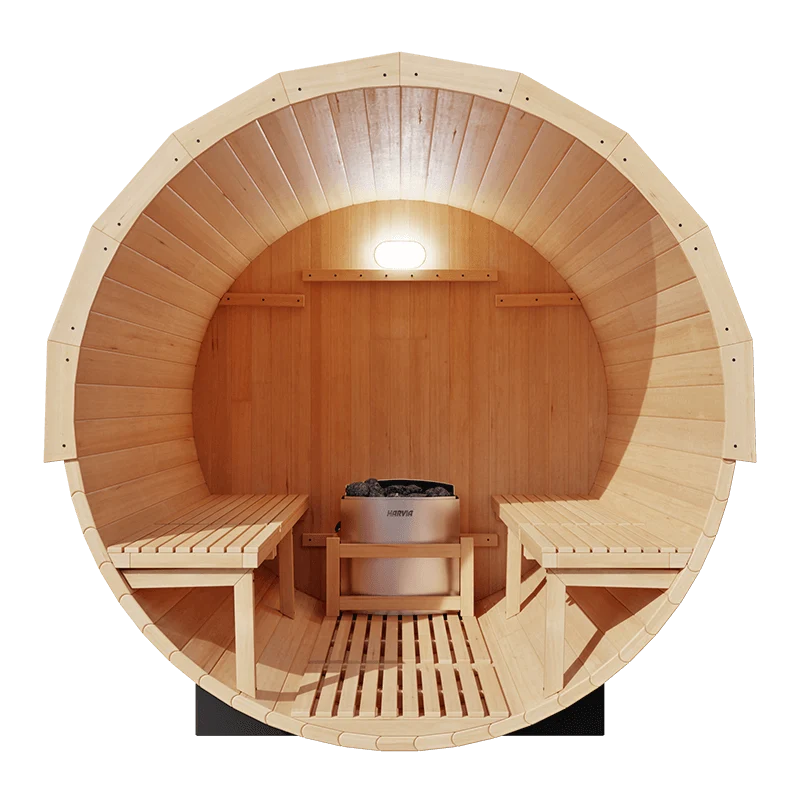 KOVE Outdoor Barrel Sauna – 3–4 Person Garden Sauna with 6kW Harvia Electric Heater