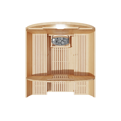 KOVE Outdoor Barrel Sauna – 3–4 Person Garden Sauna with 6kW Harvia Electric Heater